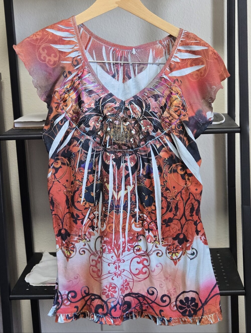 Vintage Y2K Grunge Graphic Cap-Sleeve Top
